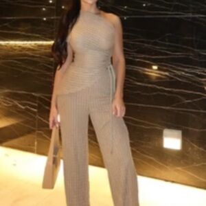 Fashion Nova Brown Wide Leg Pants & Jumpsuit Set